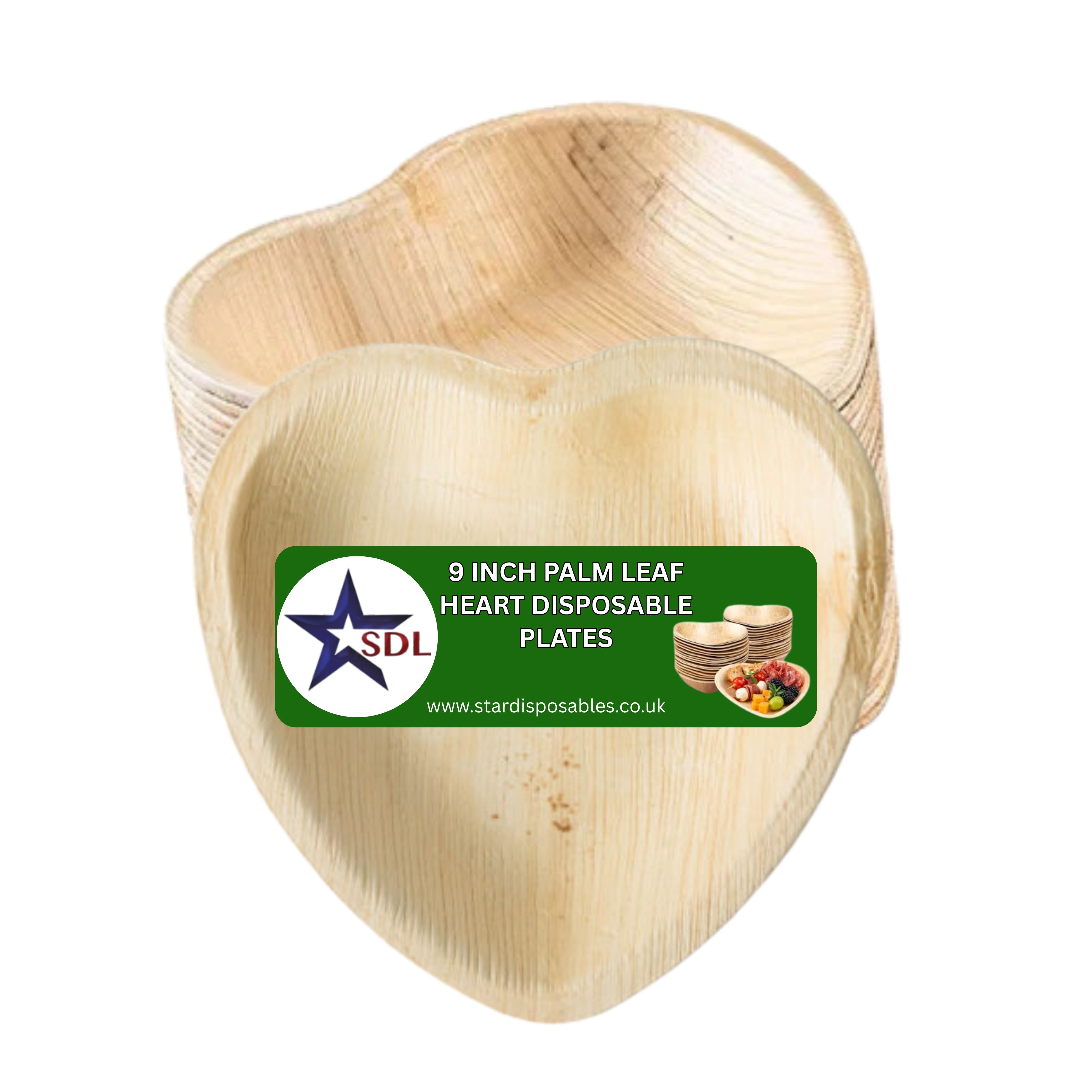 9 INCH PALM LEAF HEART DISPOSABLE PLATES