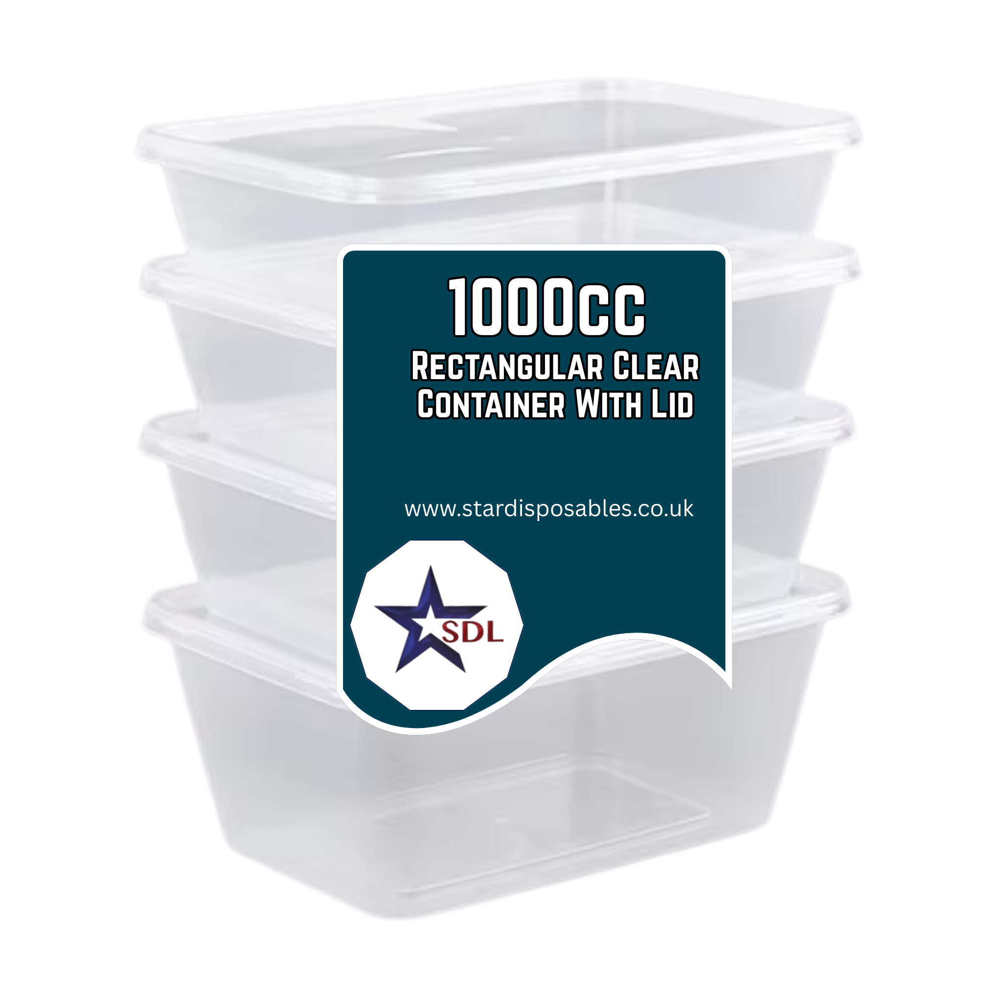 1000CC RECTANGULAR CLEAR CONTAINER WITH LID