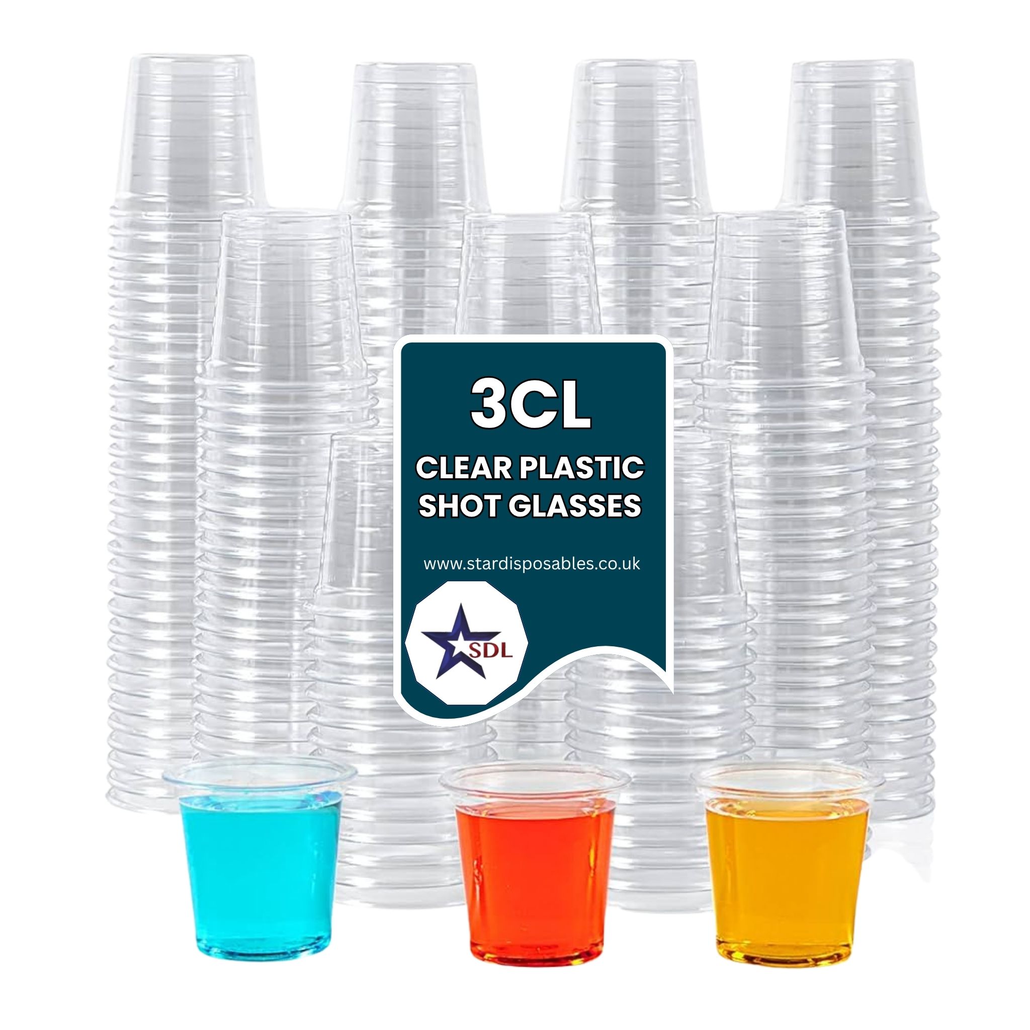 3CL CLEAR PLASTIC SHOT GLASSES