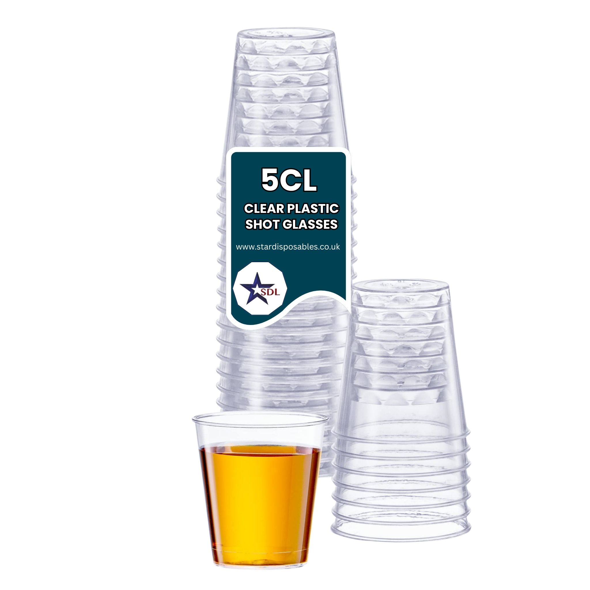 5CL CLEAR PLASTIC SHOT GLASSES