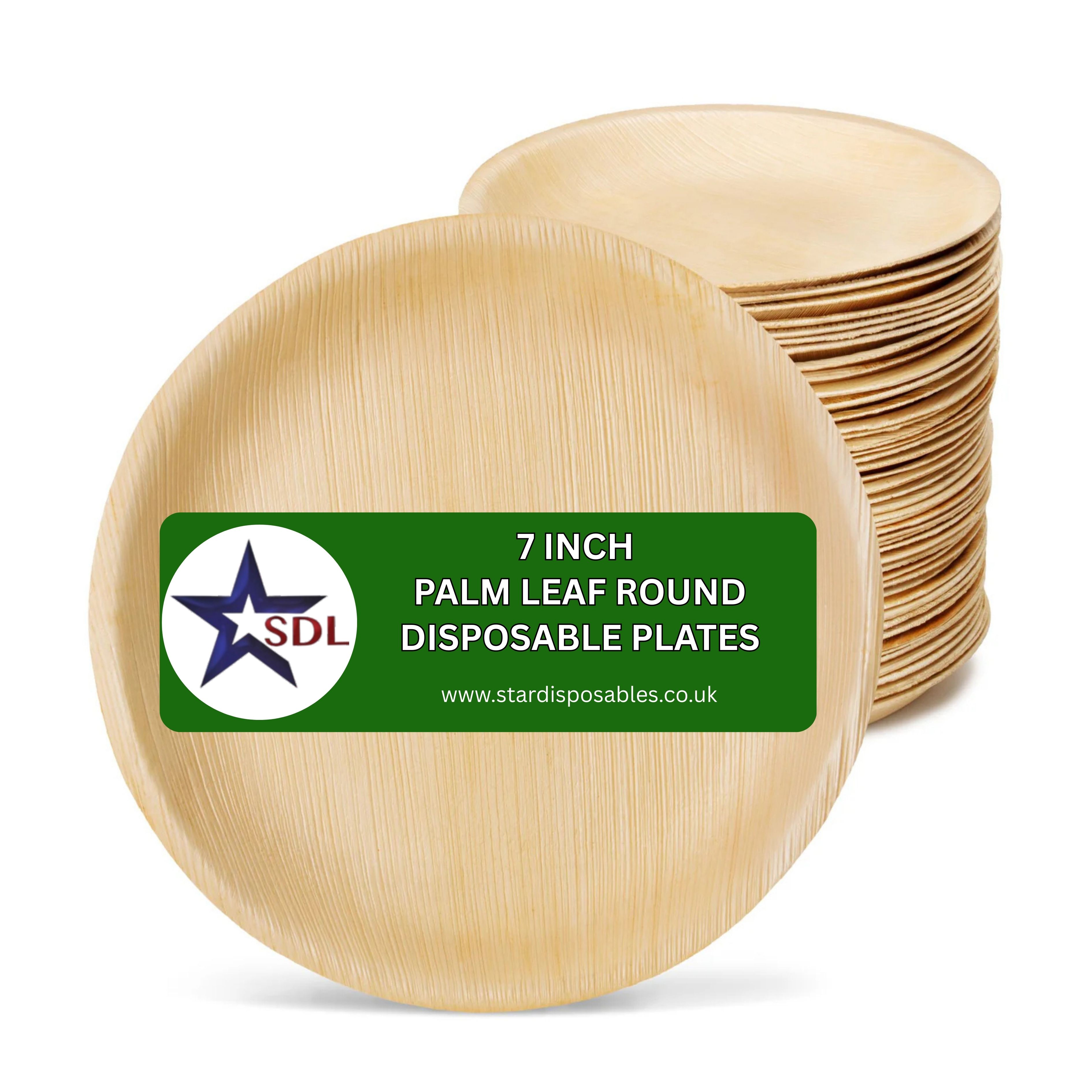 7 INCH PALM  LEAF ROUND DISPOSABLE PLATES